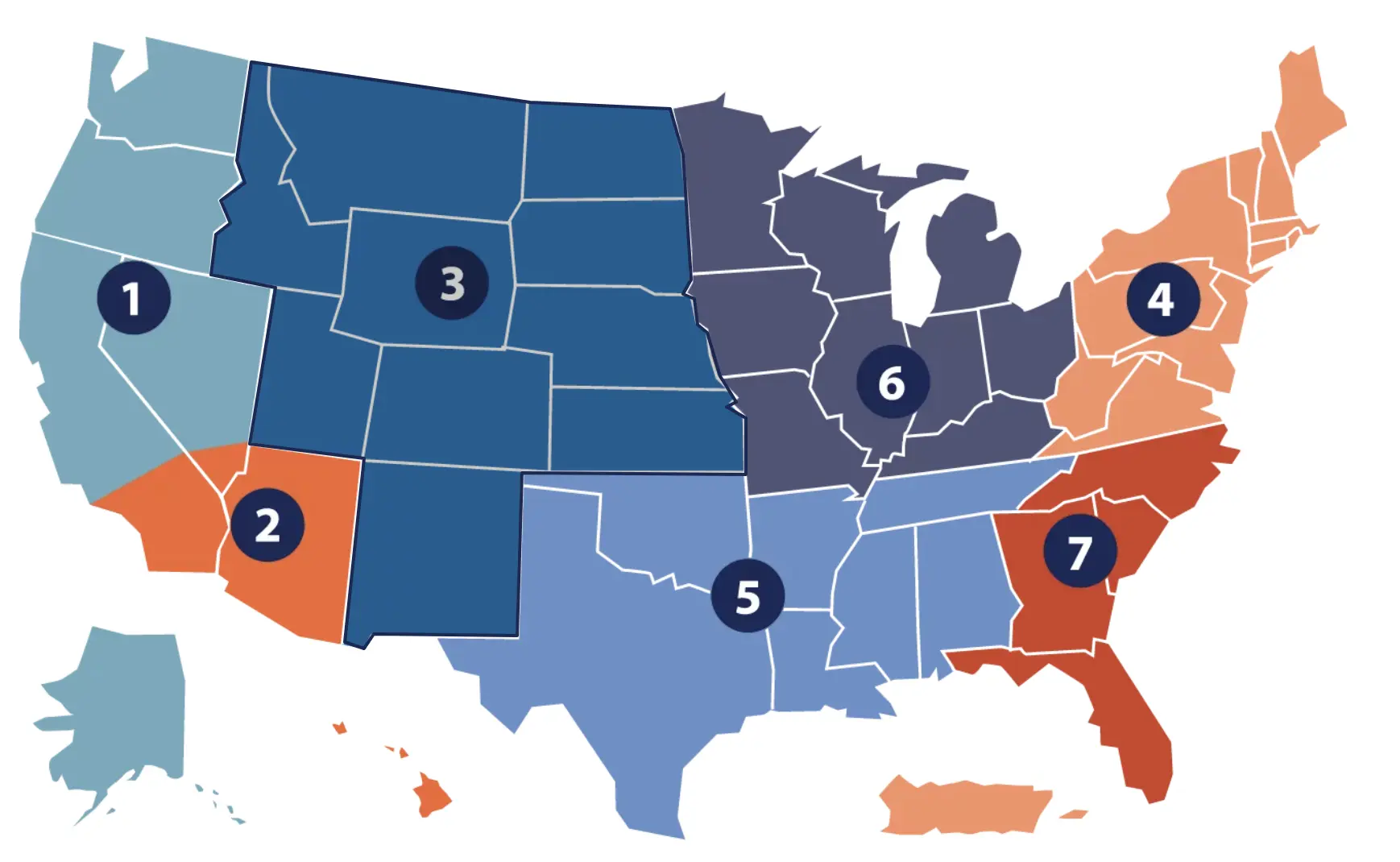 SHPE Regions map highlighting Region 3