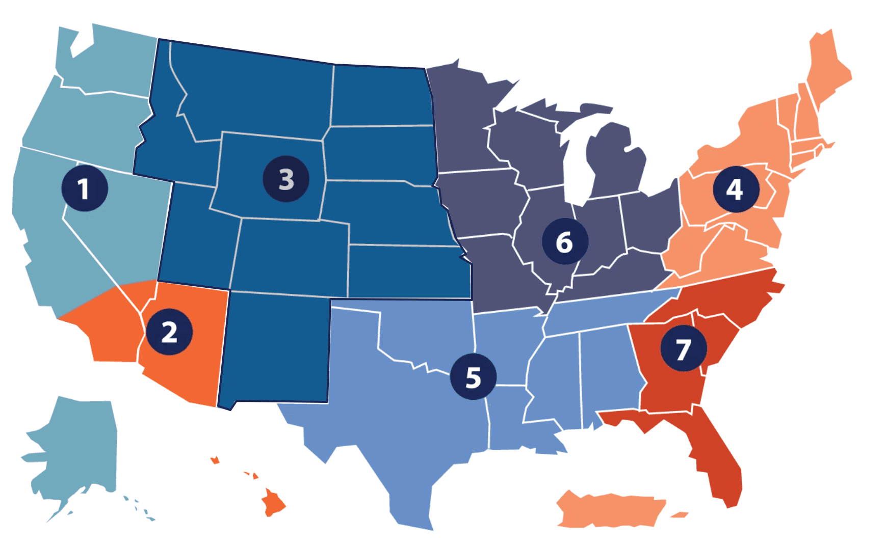SHPE Regions map highlighting Region 3